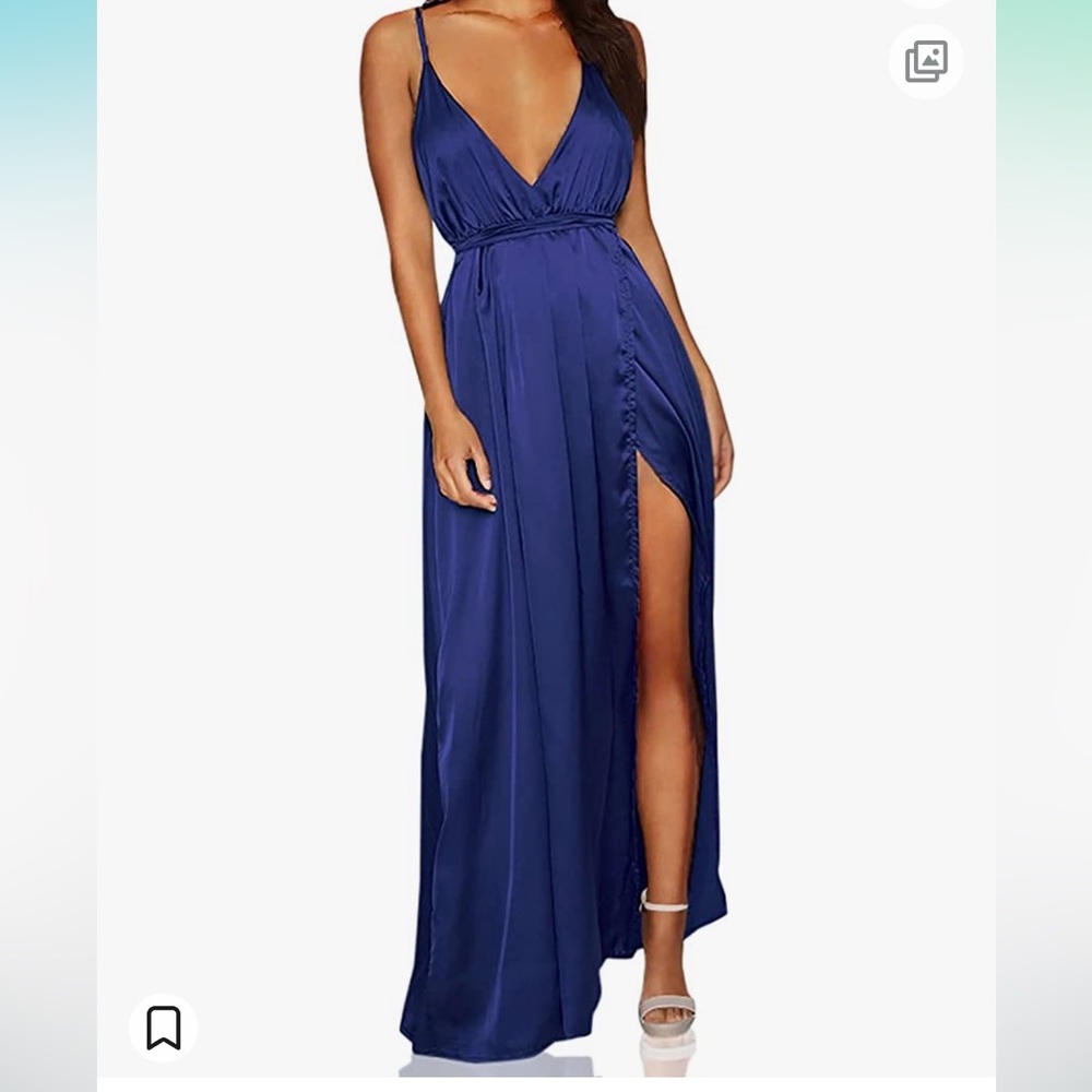 Satin Blue Gown | Medium